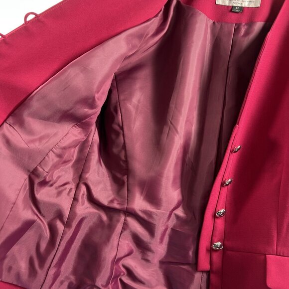 Tahari Women's Jacket Blazer Size 8P Petite Solid Pink Silver Buttons Lined L/S - Picture 5 of 10